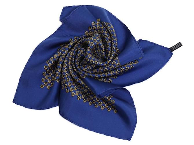 Hermès [Usado] HERMES Mini Carre Silk Blue Padrão Popular Azul Seda  ref.386678