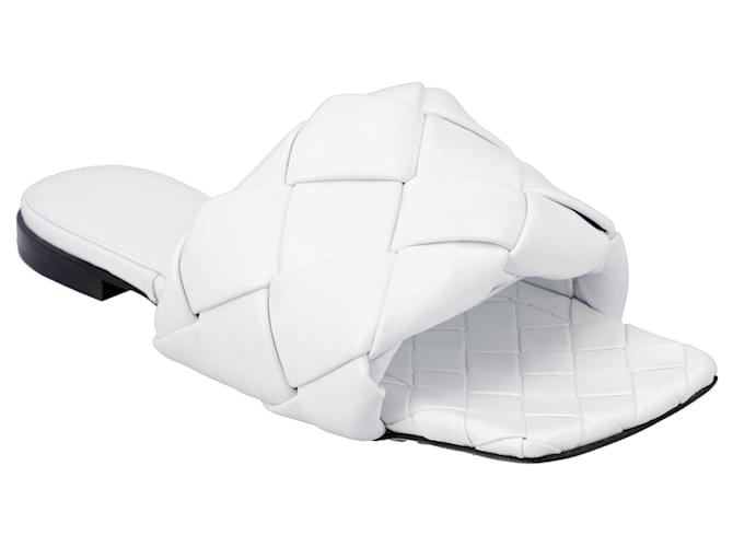 Bottega Veneta Lido sandals in optic white Intrecciato leather  ref.386739
