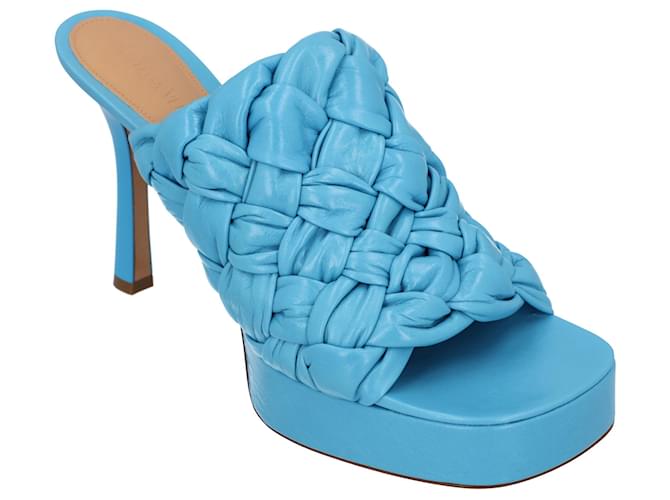 Bottega Veneta Light blue intrecciato sandals Leather  ref.386743
