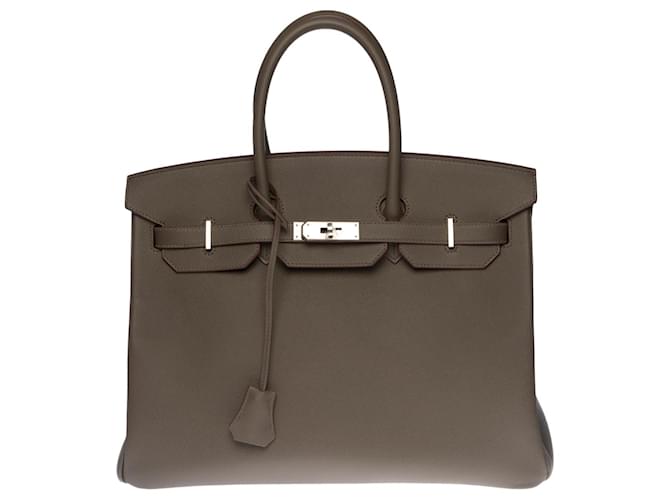 New - Full Set - Hermès Birkin 35 in pewter gray Epsom leather, palladium silver metal trim Grey  ref.386753