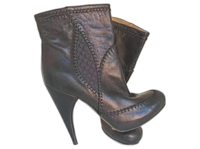 Galliano ankle boots ankle boot Black Leather  ref.386832