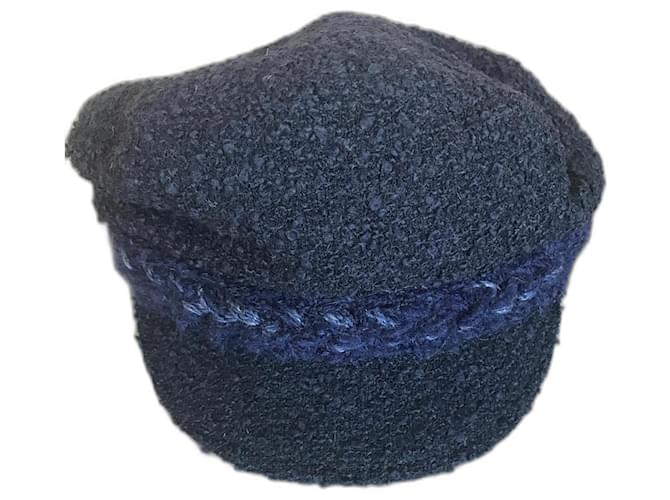 Chanel cappelli Blu Tweed  ref.387107