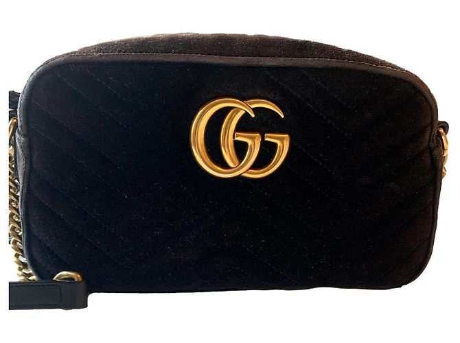 Borsa a tracolla Gucci GG Marmont velluto nero
