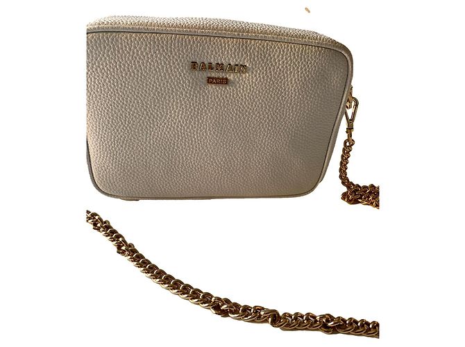 Sac à main Balmain réversible en cuir blanc