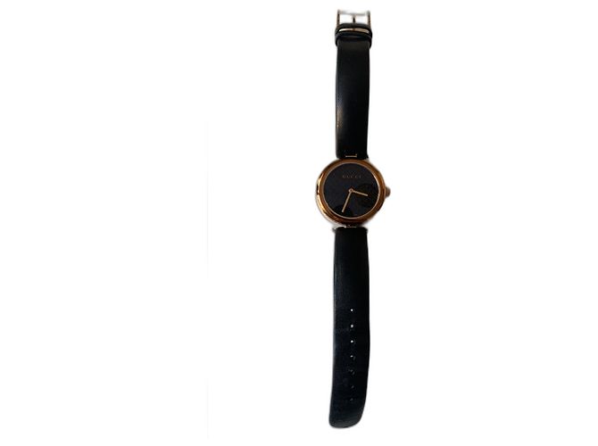 Orologio Gucci Pelle Nera Quadrante Placcato Oro Nero