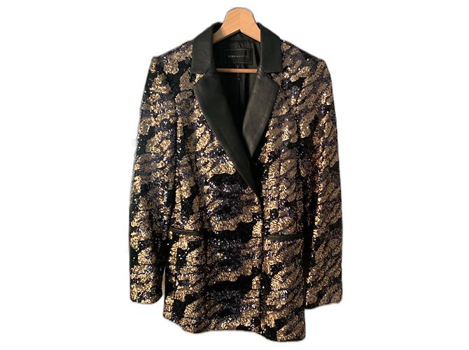 Giacca blazer Bcbg Max Azria nera con paillettes oro Nero