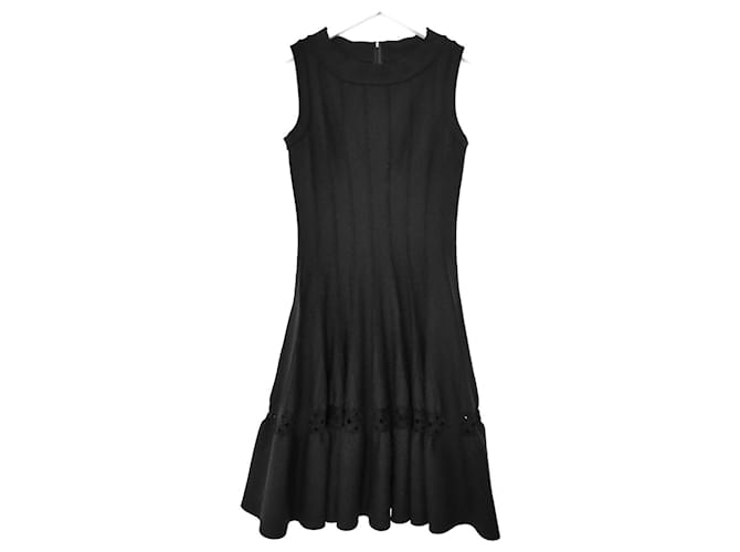Alaïa Alaia Black Wool Fit & Flare Dress Preto Lã  ref.387413
