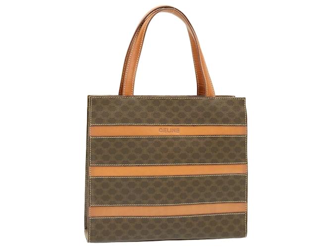 Céline CELINE Macadam Canvas Hand Bag PVC Leather Brown Auth fm597 Cloth  ref.387423