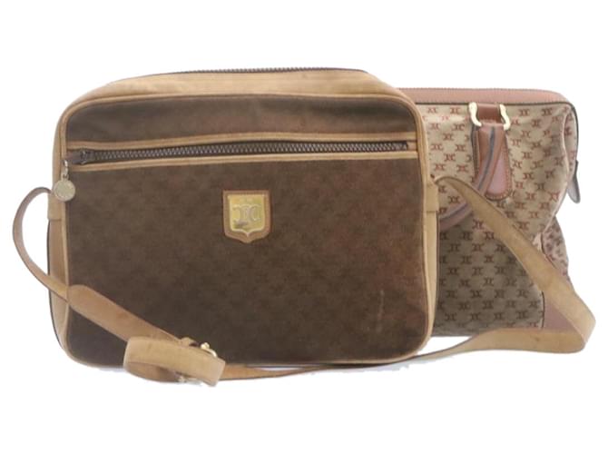 Céline CELINE Macadam Hand Bag Shoulder Bag Suede 2Set Dark Brown Auth fm601  ref.387427