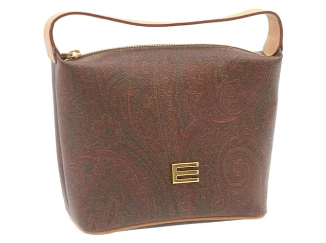 ETRO Paisley Print Hand Bag PVC Leather Brown Auth gt1331 Cloth  ref.387443