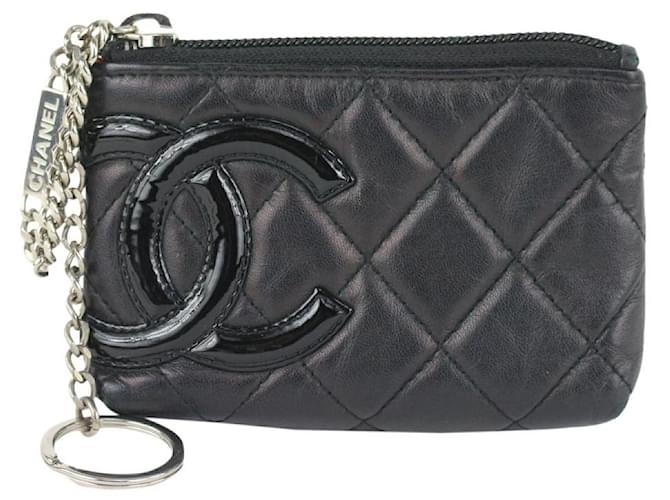 Chanel Porte-clés Cambon Ligne en cuir matelassé noir  ref.387504