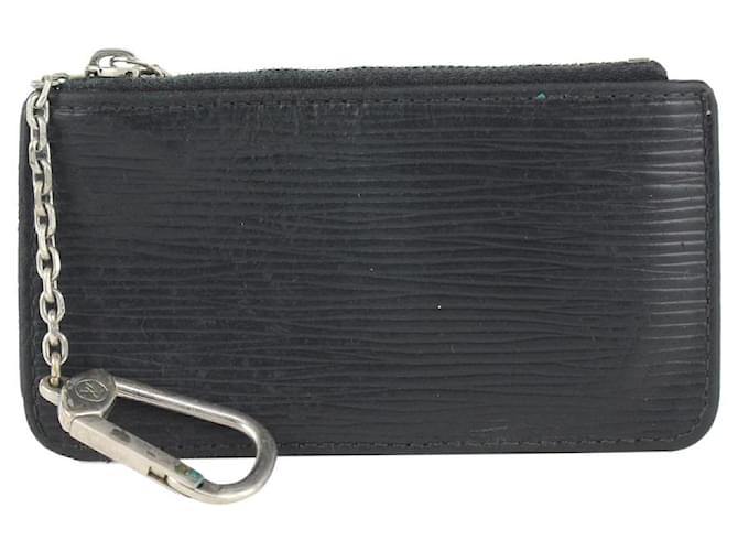 Louis Vuitton Pochette porte-clés en cuir noir Epi Noir Pochette Cles Porte-clés  ref.387505