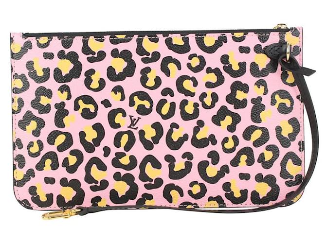 Louis Vuitton Monograma Cheetah Leopard Pink Wild at Heart Neverfull Pochtte Couro  ref.387514