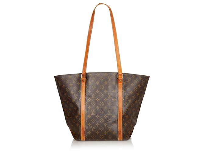 Louis Vuitton Brown Monogram Sac Shopping 48 Leather Cloth  ref.387559