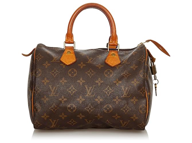 Louis Vuitton Brown Monogram Speedy 25 Leather Cloth  ref.387566