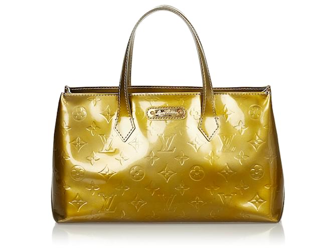 Louis Vuitton Gold Vernis Wilshire PM Dorado Cuero Charol  ref.387590