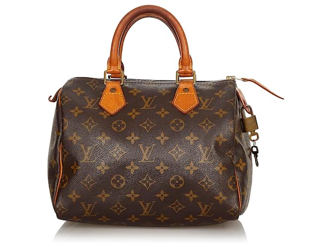Louis Vuitton Brown Monogram Speedy 25 Leather Cloth  ref.387592