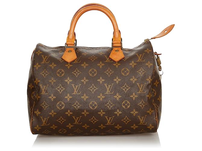 Louis Vuitton Brown Monogram Speedy 30 Leather Cloth  ref.387606