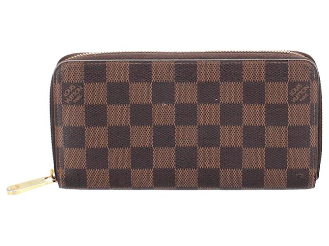 Louis Vuitton Brown Damier Ebene Zippy Wallet Cloth  ref.387619