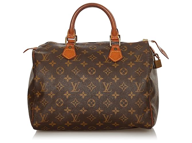 Louis Vuitton Brown Monogram Speedy 30 Leather Cloth  ref.387638