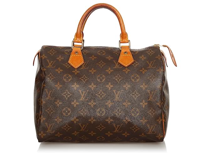 Louis Vuitton Brown Monogram Speedy 30 Leather Cloth  ref.387644
