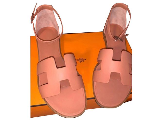 Hermès Santorini Sandalen aus Leder rosa Größe 40 Pink