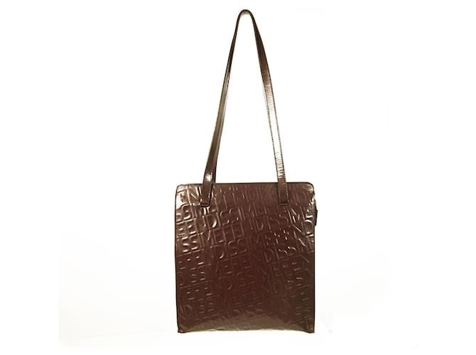 Fendi Vintage Fendissime Shopper Tote in embossed Leather with lined leather straps Dark red  ref.388192