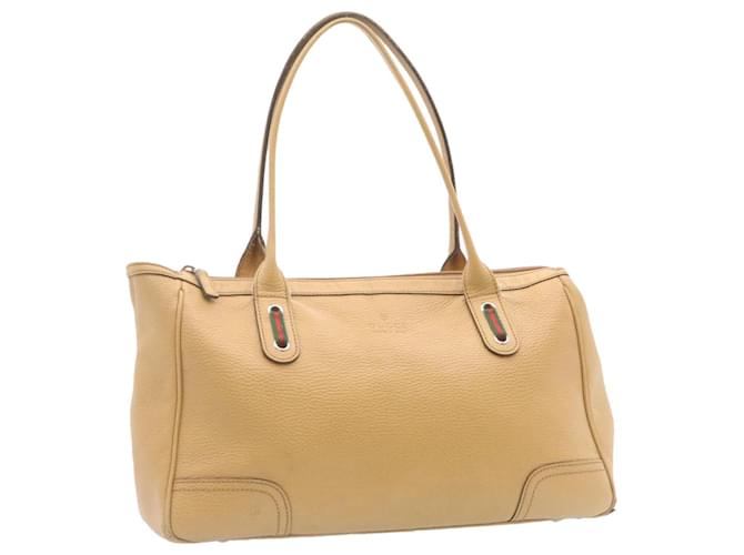 GUCCI Princy Line Tote Bag Leather Beige Auth gt1445  ref.388262