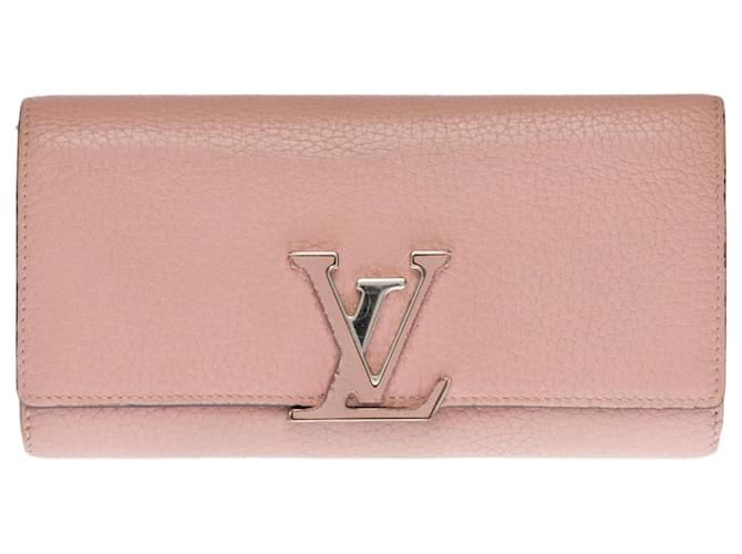 Splendido portafoglio Louis Vuitton Capucines in pelle Taurillon rosa  ref.388345