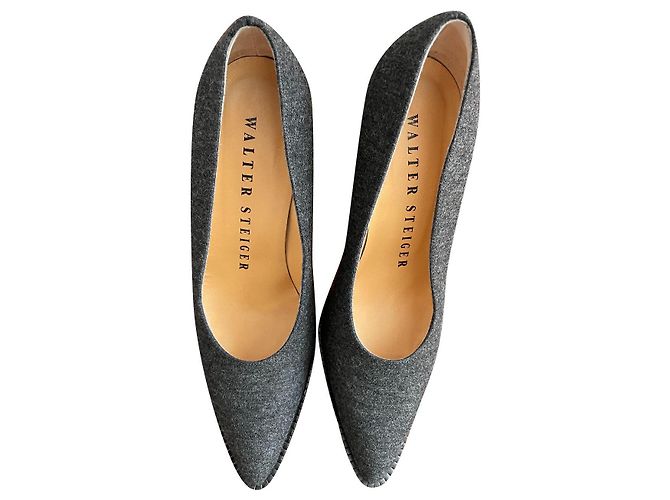 Décolleté Walter Steiger in flanella grigia e pelle 10cm Grigio