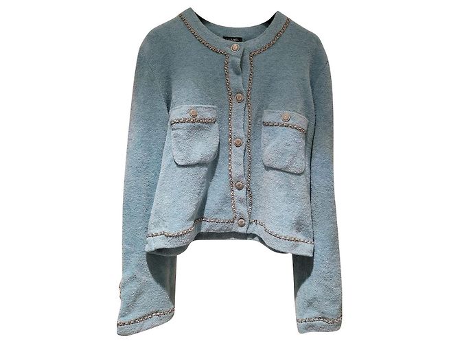 Giacca Chanel Blu Azur in cotone e poliammide Taglia 44