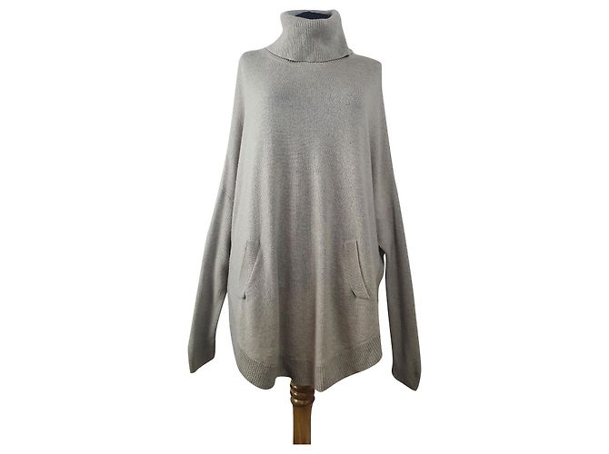 Autre Marque Beiger Poncho Pullover aus Kaschmir und Wolle