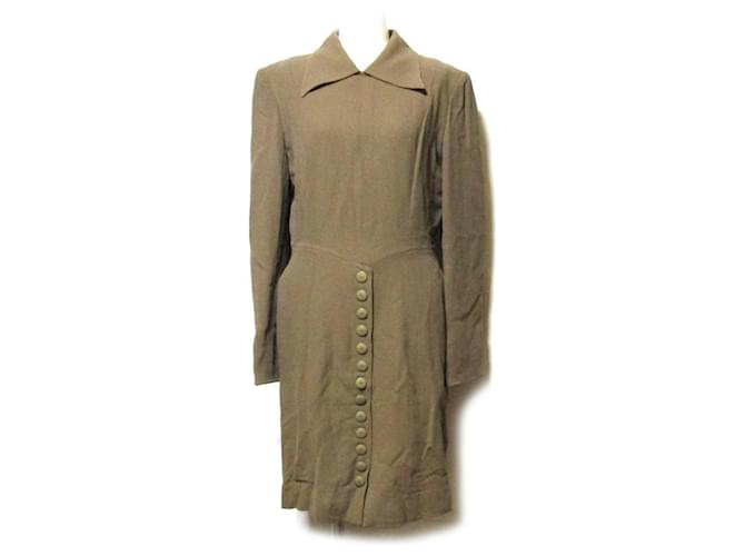 [Used] Vintage Christian Dior Vintage Christian Dior "M" Body Conscious Dress (Avant-Garde) Khaki Cotton Wool  ref.388425