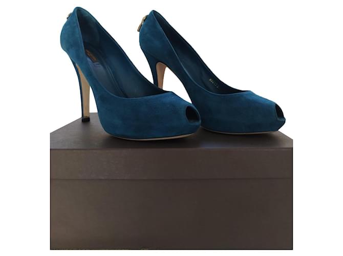 Louis Vuitton - Open toe pumps Blue Deerskin ref.388468 - Joli Closet