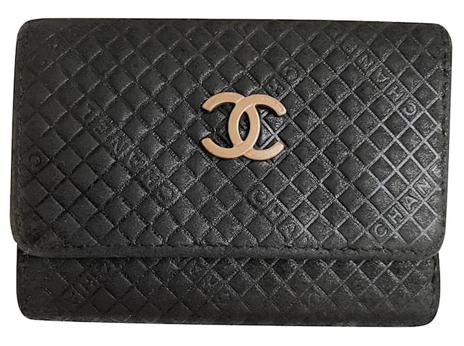 Chanel porte-clés Cuir Noir  ref.388505