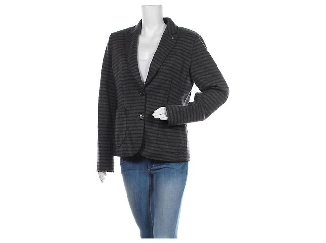 Blazer Blonde No.8 Grau Blau Wolle Baumwolle
