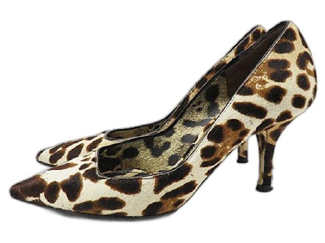 [Used] DOLCE & GABBANA Dolce & Gabbana Pumps Harako Leopard Beige 37 Brown Suede Leather  ref.388541