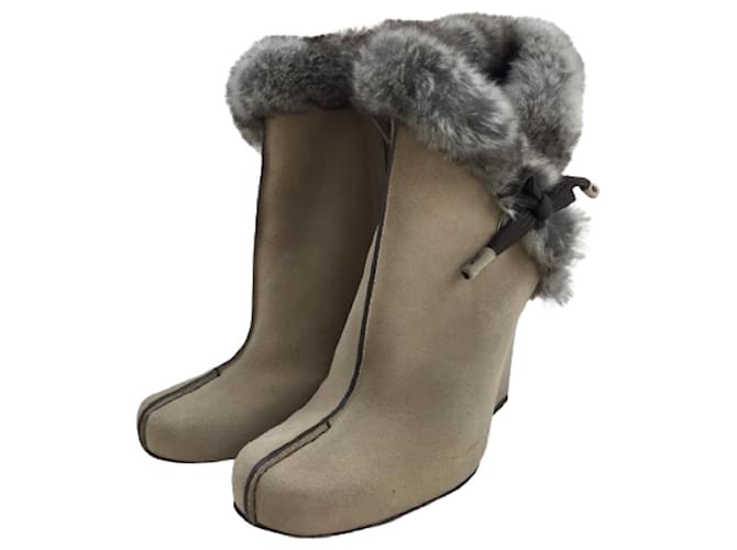 Used] LOUIS VUITTON ◇ Boots / Rabbit fur / 36.5 / CML / Suede Brown  ref.388555 - Joli Closet