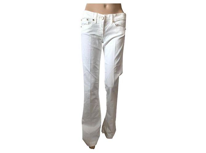 Vaqueros Elisabetta Franchi Blancos de Denim Talla M
