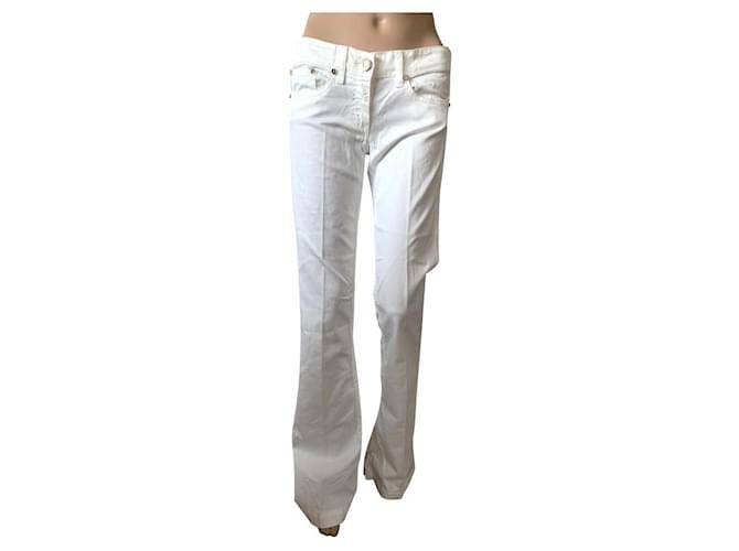 Elisabetta Franchi jeans Elasthane Blanc  ref.388620