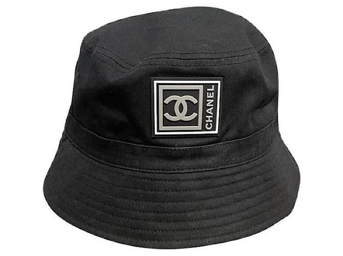 Chanel Hats Black Grey Cotton  ref.388658