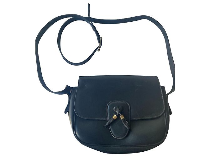 Céline Shoulder Bag Dark Blue Leather