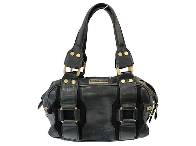 Jimmy Choo black and navy handbag Navy blue Suede Leather  ref.388923