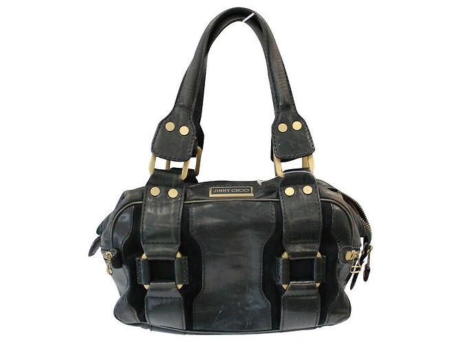 Borsa a mano Jimmy Choo nera e blu Nero Blu navy
