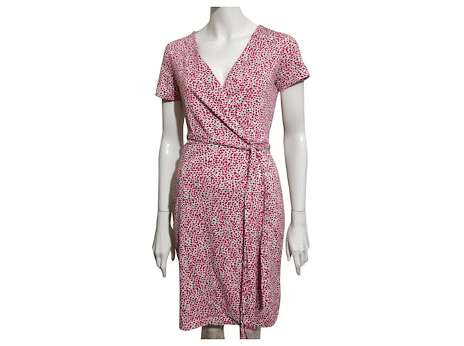 Diane Von Furstenberg DvF New Julian Two silk blend wrap dress Black Pink White Cotton  ref.388978