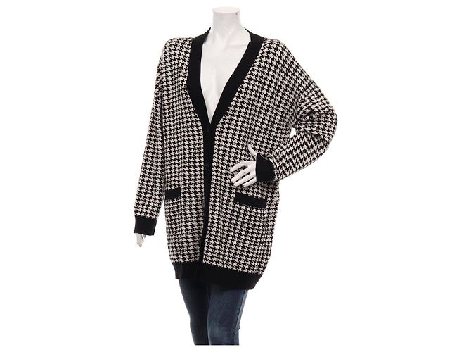 DKNY Cardigan Hahnentrittmuster Schwarz Weiß