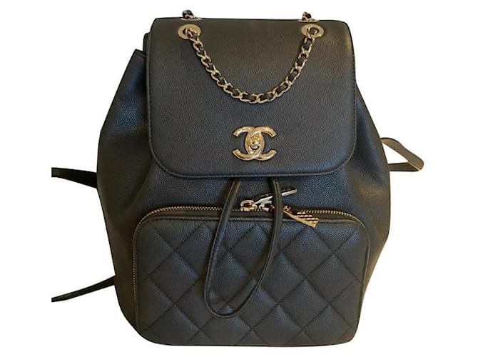 Chanel Around 1995 Made Double Turn-Lock Velvet Backpack Black | Chairish