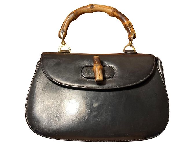 Gucci Bamboo Handtasche aus schwarzem Leder