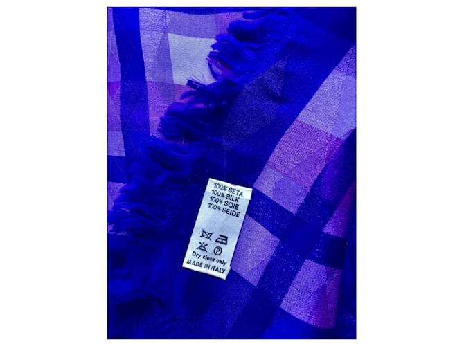Large Yves Saint Laurent stole scarf Pink Dark purple Silk  ref.389302