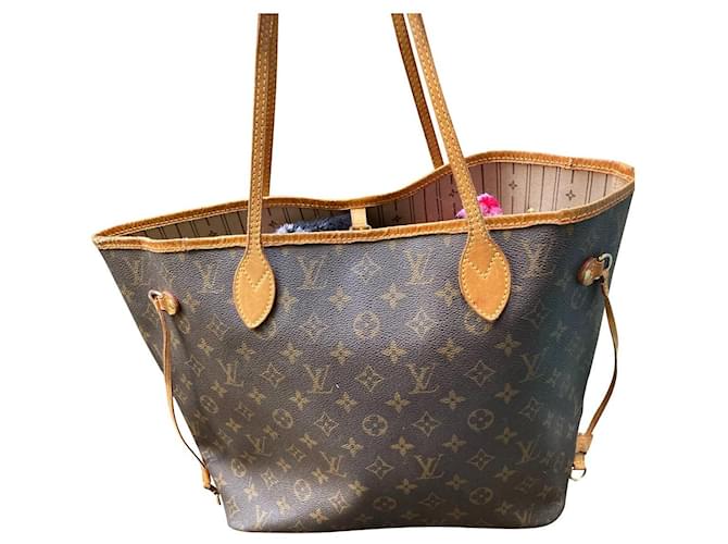 Neverfull cloth handbag Louis Vuitton Brown in Cloth - 34673334